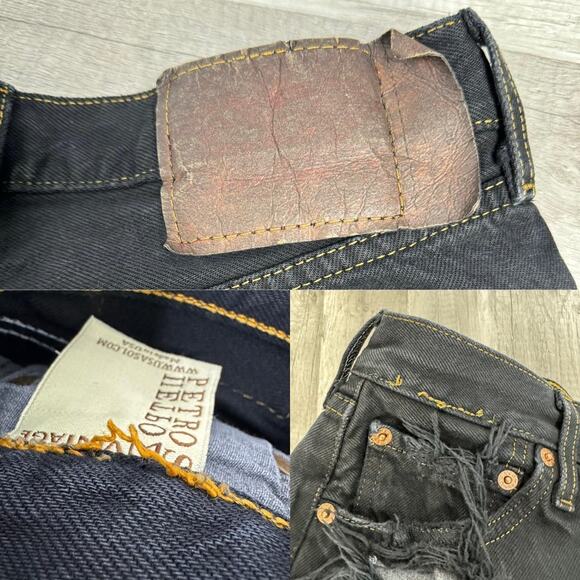 28" Waist Vintage Levis 501 Black Mid Rise Distressed Cut Off Jean Denim Shorts - Picture 8 of 8